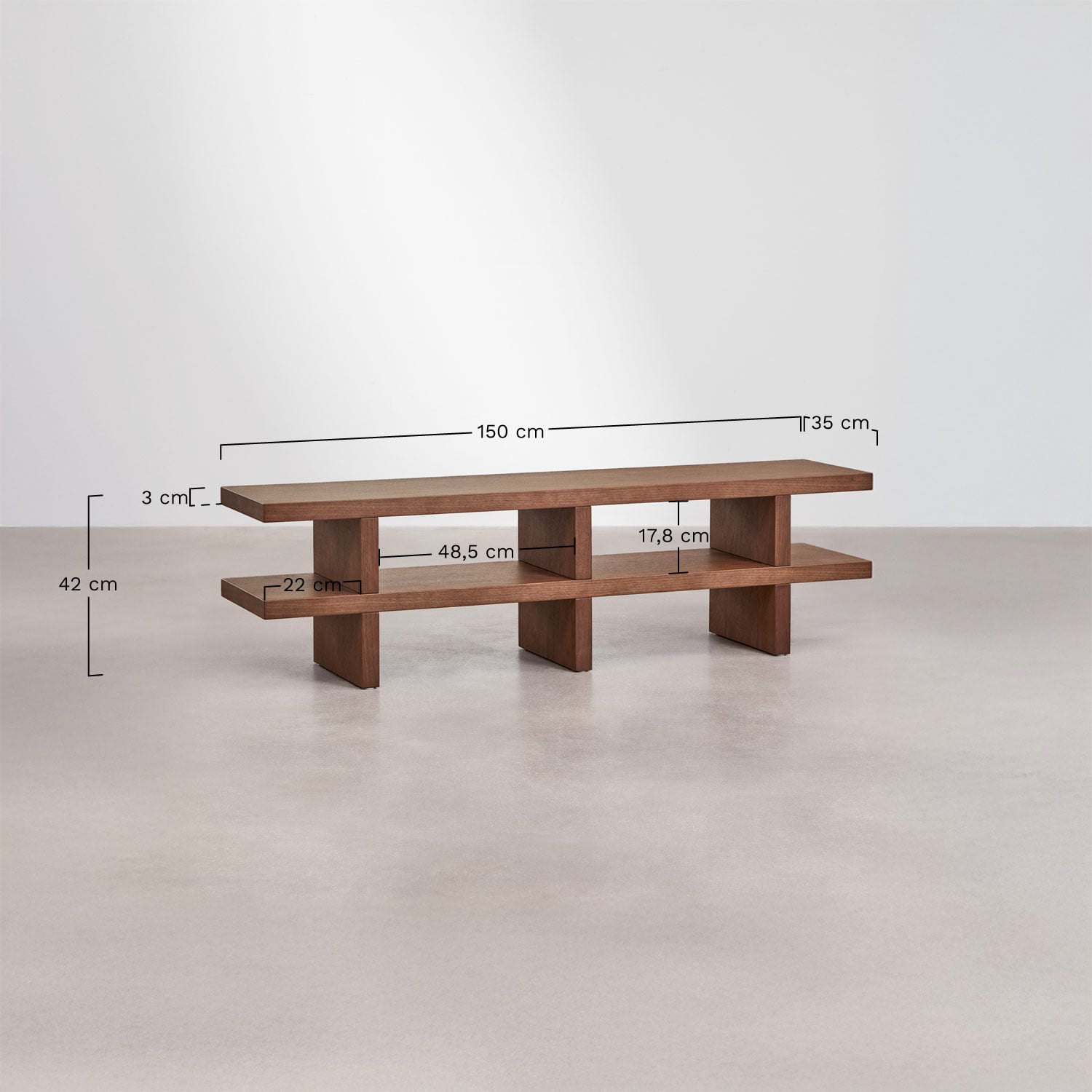 Meuble TV Viviene 150x35 cm en MDF