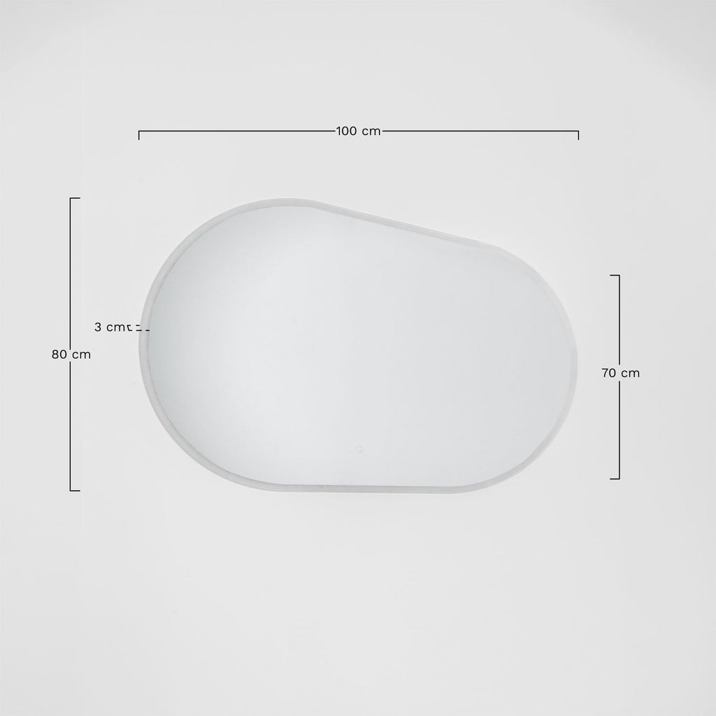 Miroir mural ovale pour salle de bain avec lumière LED et anti-buée Riben