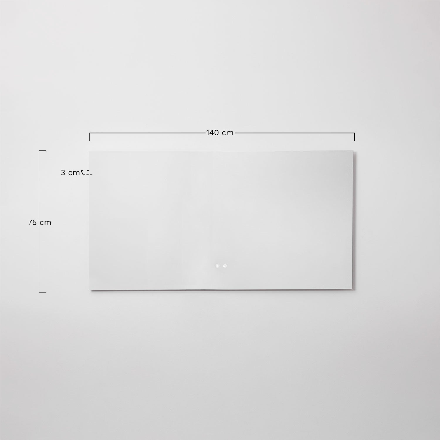 Miroir mural rectangulaire 140x75 cm pour salle de bain avec lumière LED et anti-buée Riben