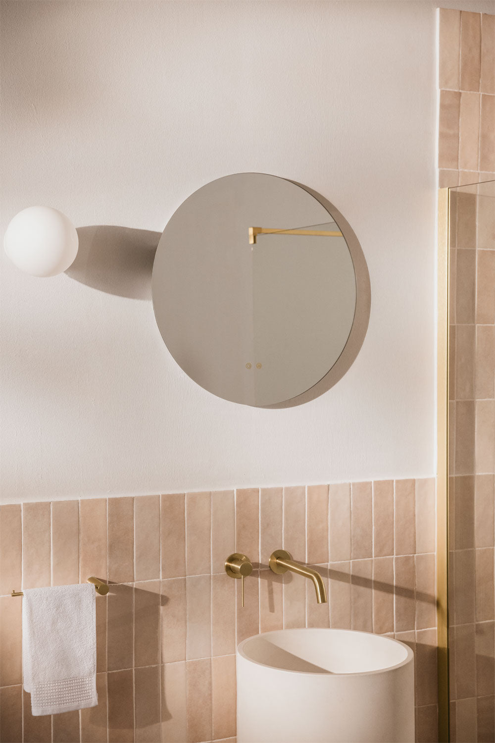 Miroir mural rond pour salle de bain avec lumière LED et anti-buée Riben