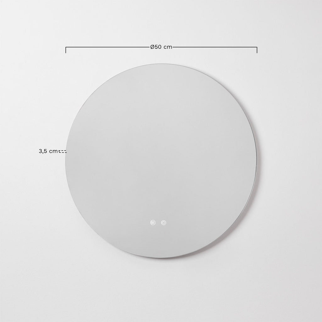Miroir mural rond pour salle de bain avec lumière LED et anti-buée Riben