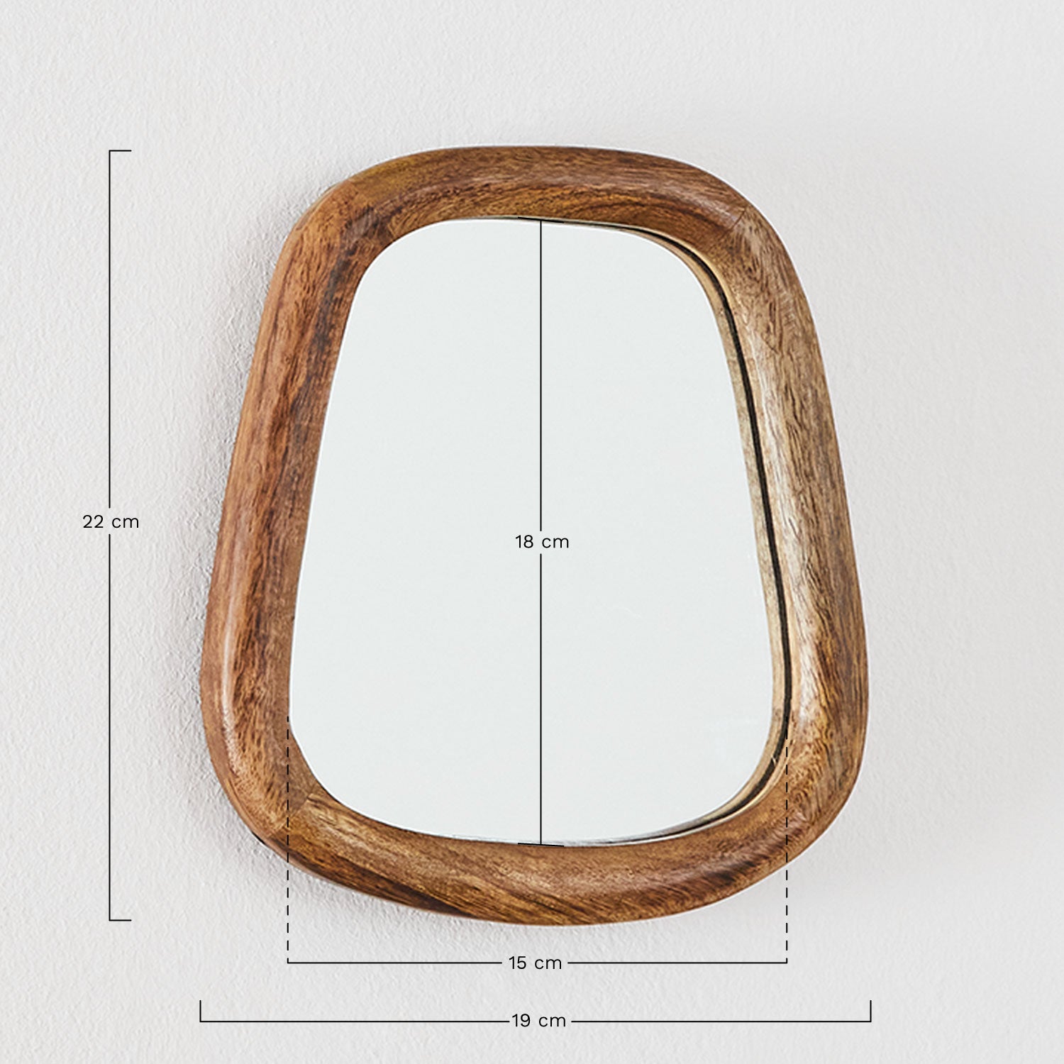 Miroir mural rectangulaire en bois de manguier 19x22 cm Gabael Design