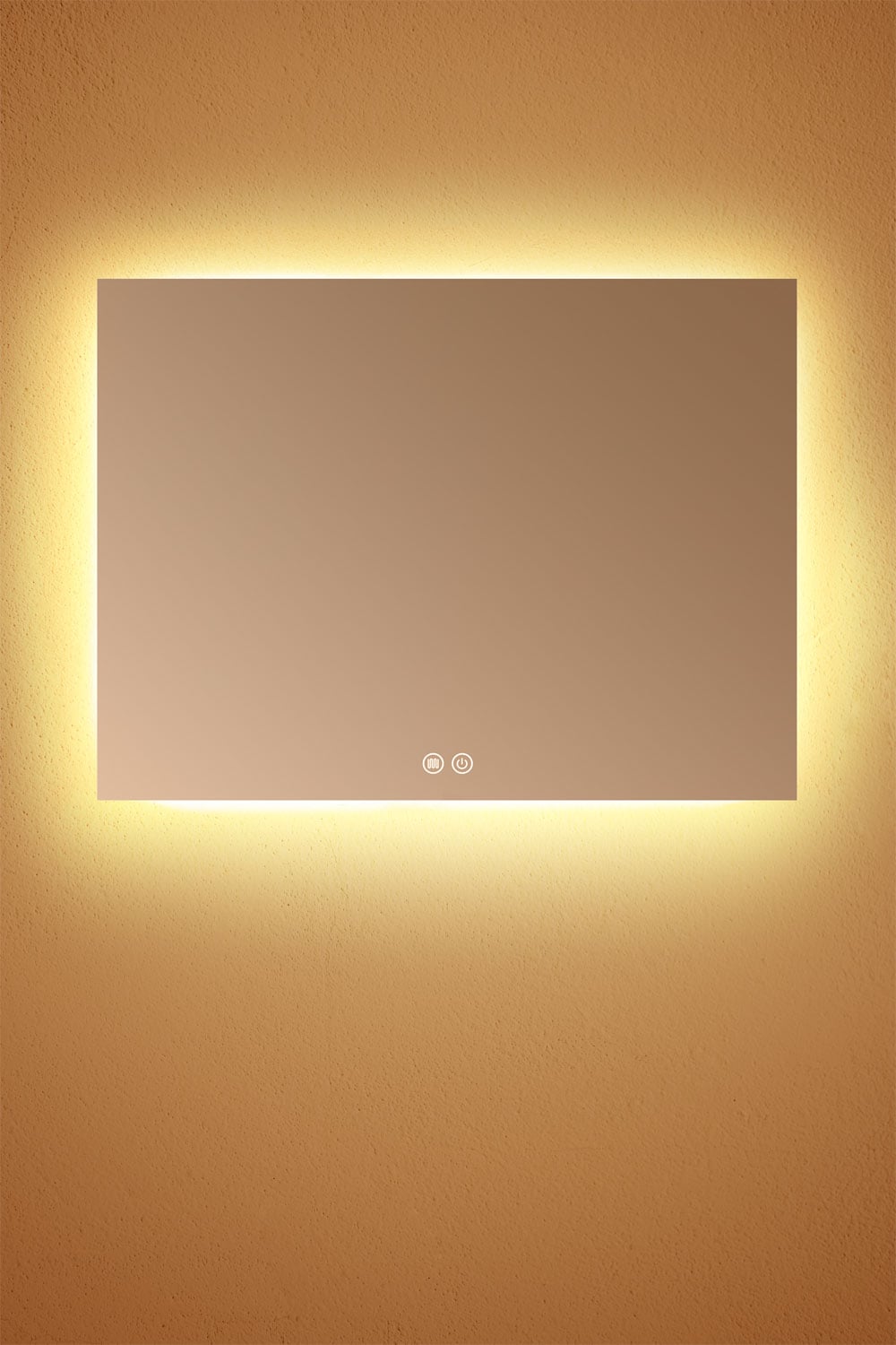 Miroir mural rectangulaire 120x90 cm pour salle de bain avec lumière LED et anti-buée Riben