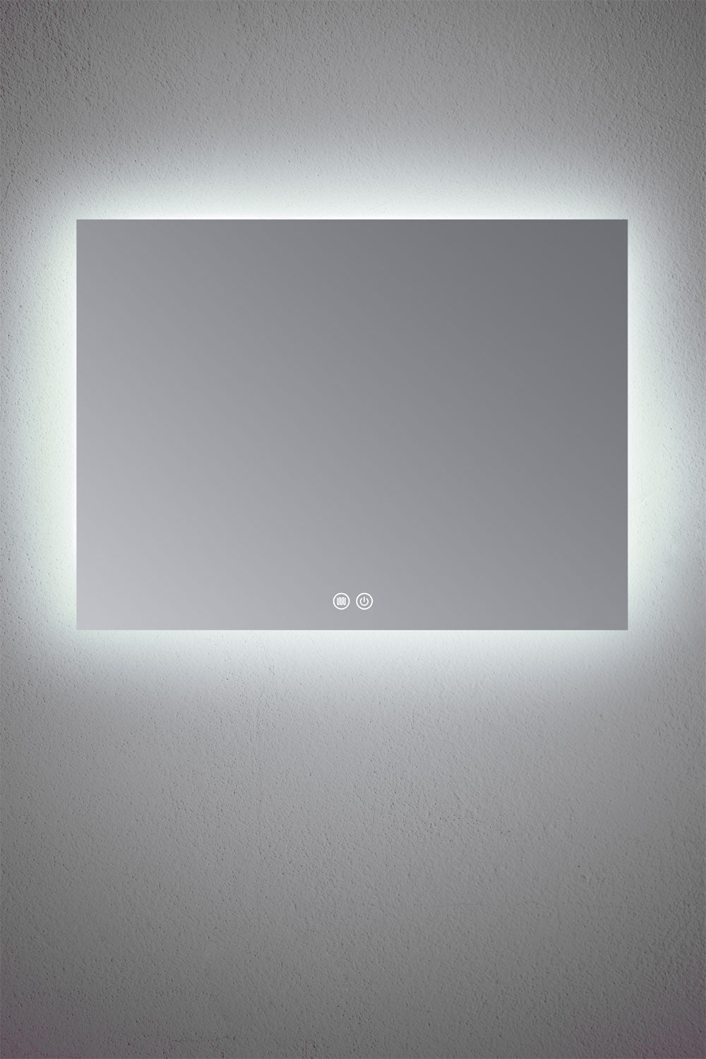 Miroir mural rectangulaire 120x90 cm pour salle de bain avec lumière LED et anti-buée Riben
