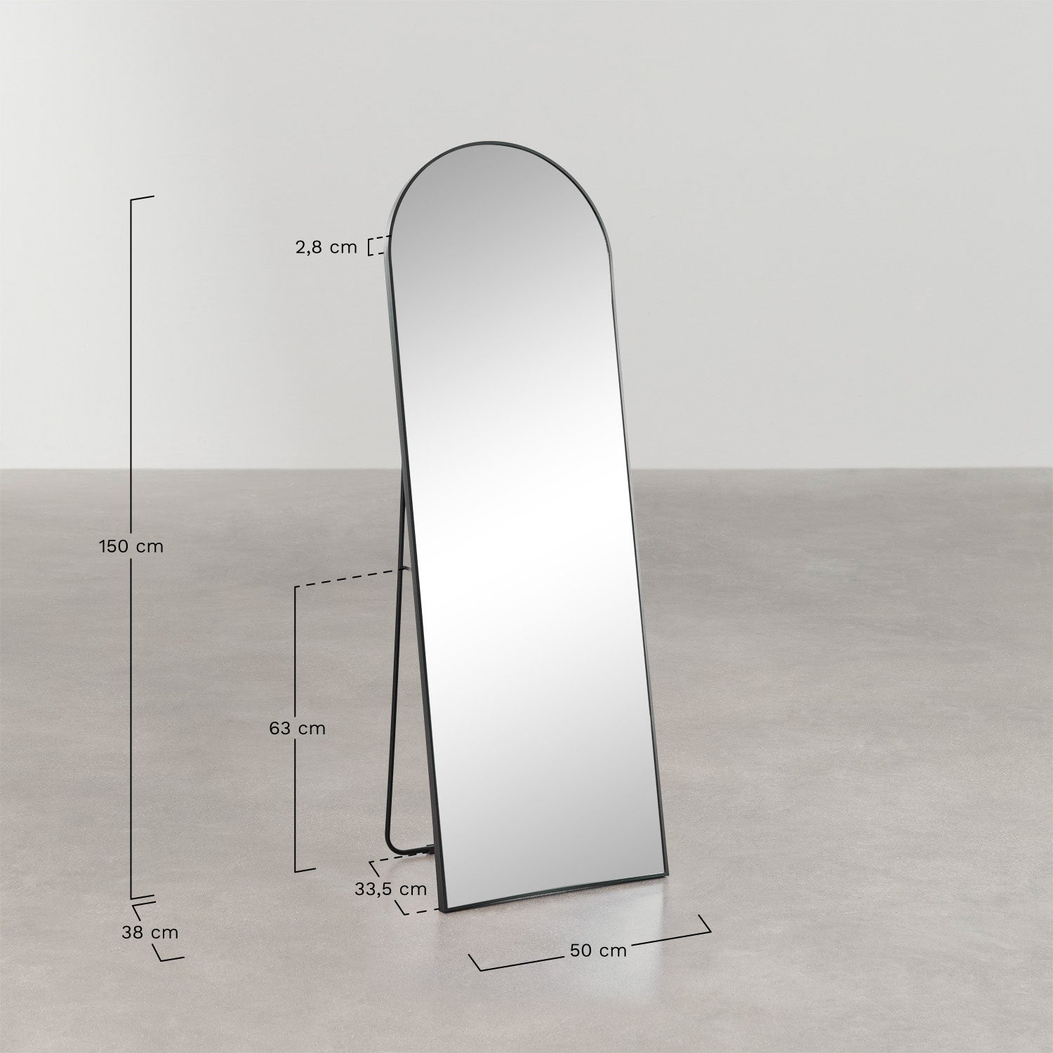 Miroir sur pied 50x150 cm en aluminium Naruvy
