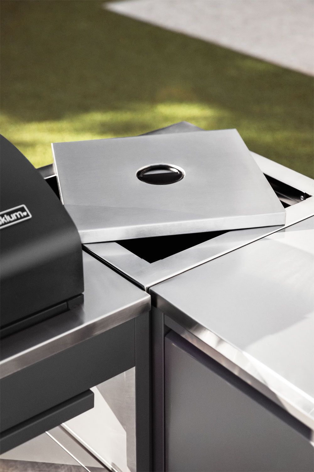 Module d'angle de rangement pour cuisine modulaire d'extérieur en acier Savona
