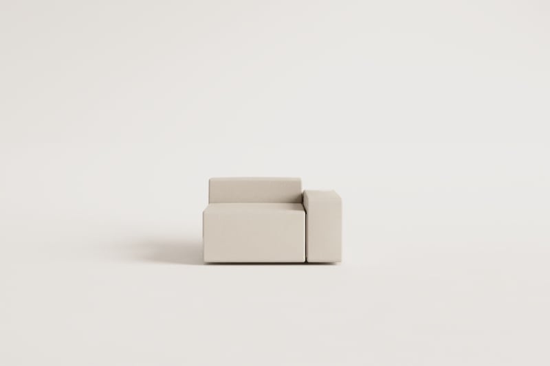 Module d'angle droit 115x113 cm avec accoudoir bas pour canapé modulaire Bruna