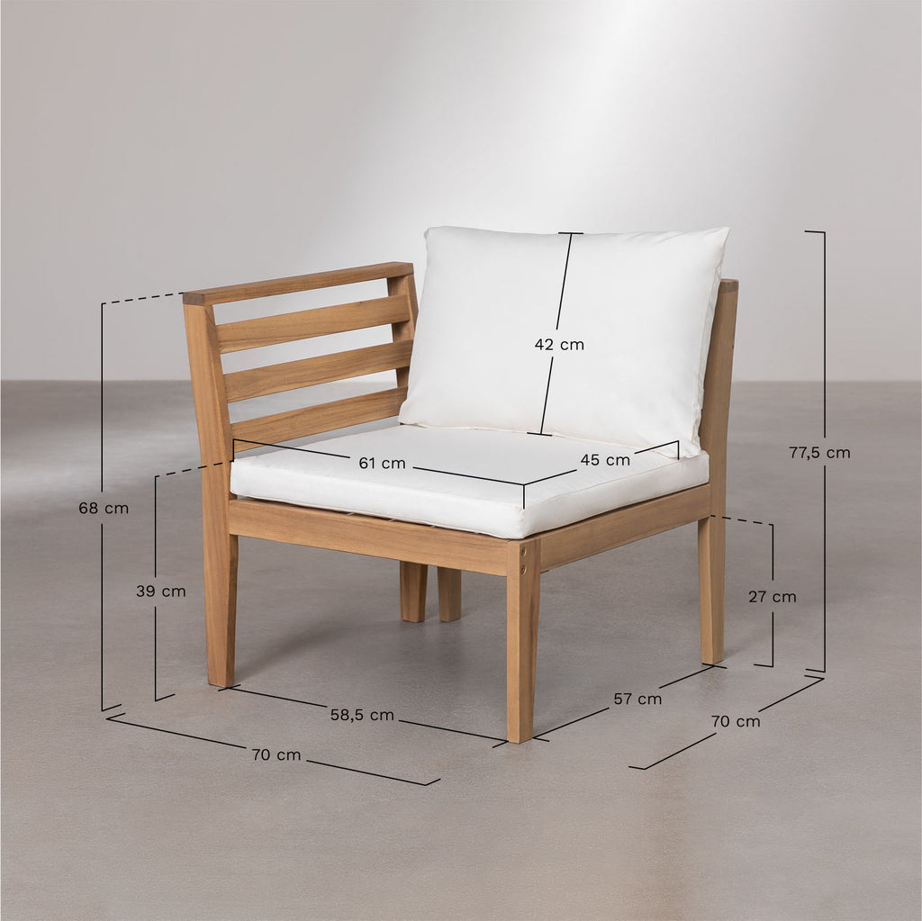 Module d'angle gauche pour canapé de jardin modulable en bois d'acacia Filips