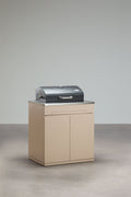 Module de rangement avec barbecue au charbon pour cuisine modulaire d'extérieur en acier Rivana