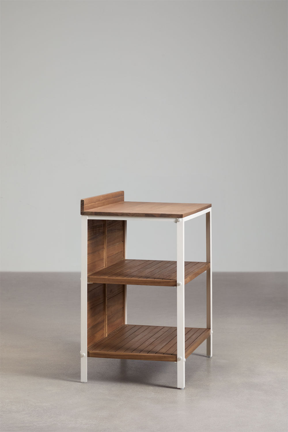 Module de rangement avec étagères pour cuisine modulaire d'extérieur en bois d'acacia et aluminium Reggie