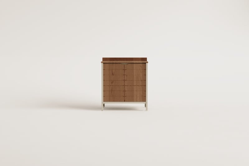 Module de rangement pour cuisine modulaire d'extérieur en bois d'acacia et aluminium Reggie