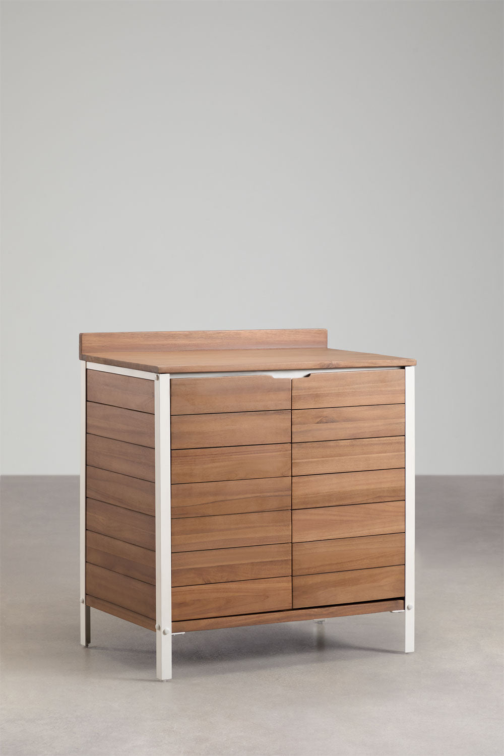 Module de rangement pour cuisine modulaire d'extérieur en bois d'acacia et aluminium Reggie