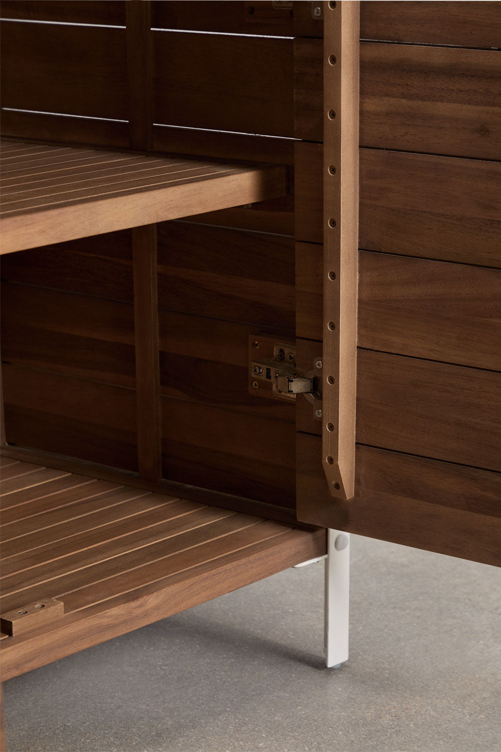 Module de rangement pour cuisine modulaire d'extérieur en bois d'acacia et aluminium Reggie
