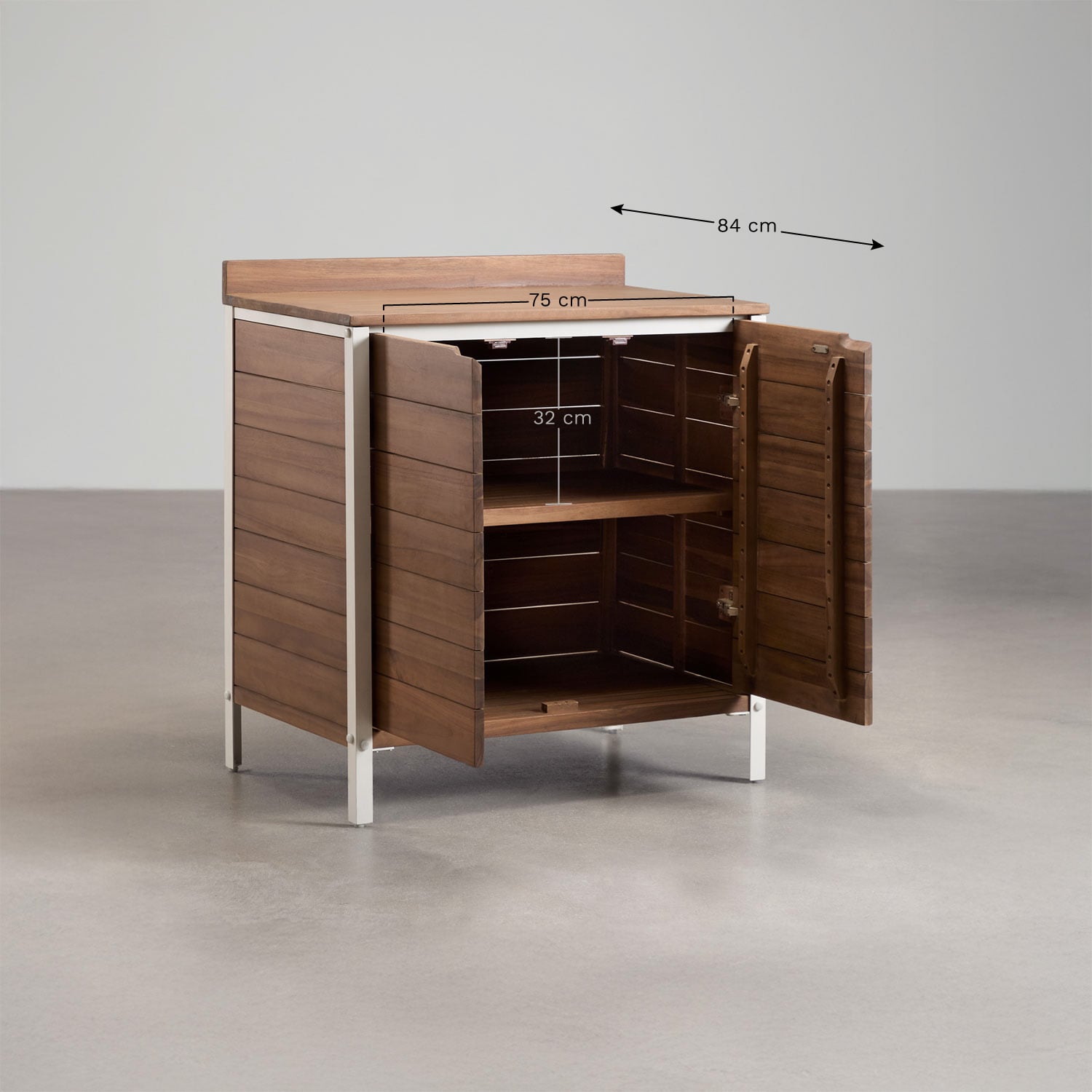 Module de rangement pour cuisine modulaire d'extérieur en bois d'acacia et aluminium Reggie