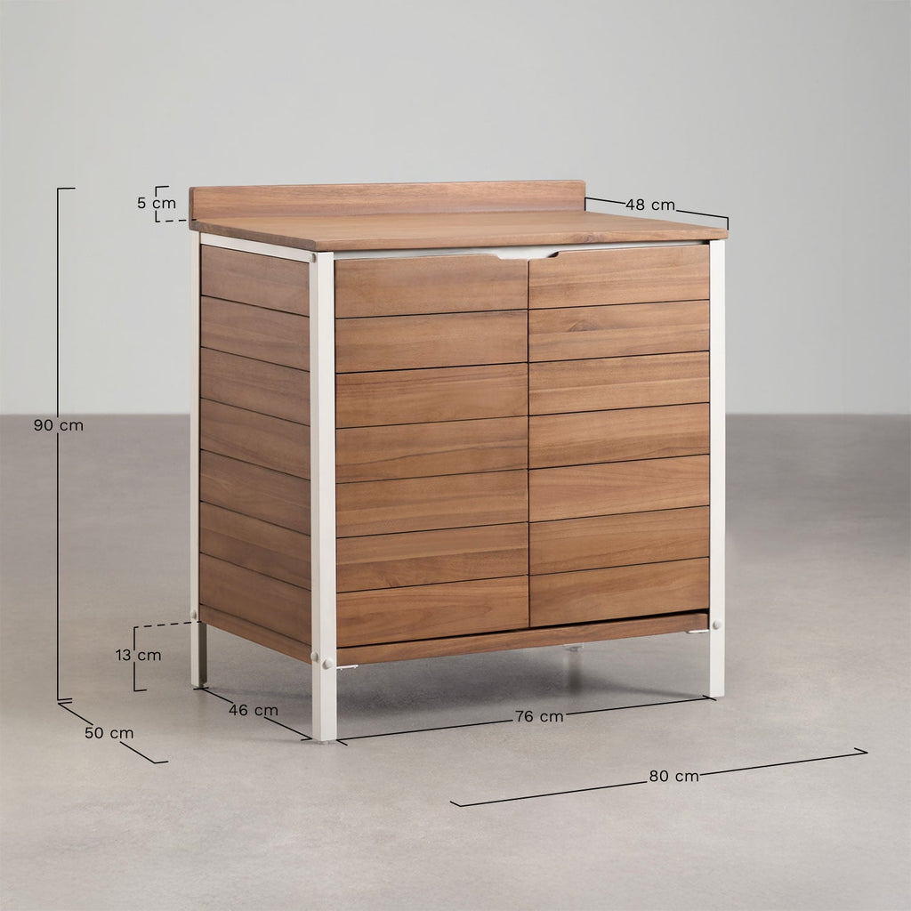 Module de rangement pour cuisine modulaire d'extérieur en bois d'acacia et aluminium Reggie