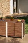 Module de rangement pour cuisine modulaire d'extérieur en bois d'acacia et aluminium Reggie