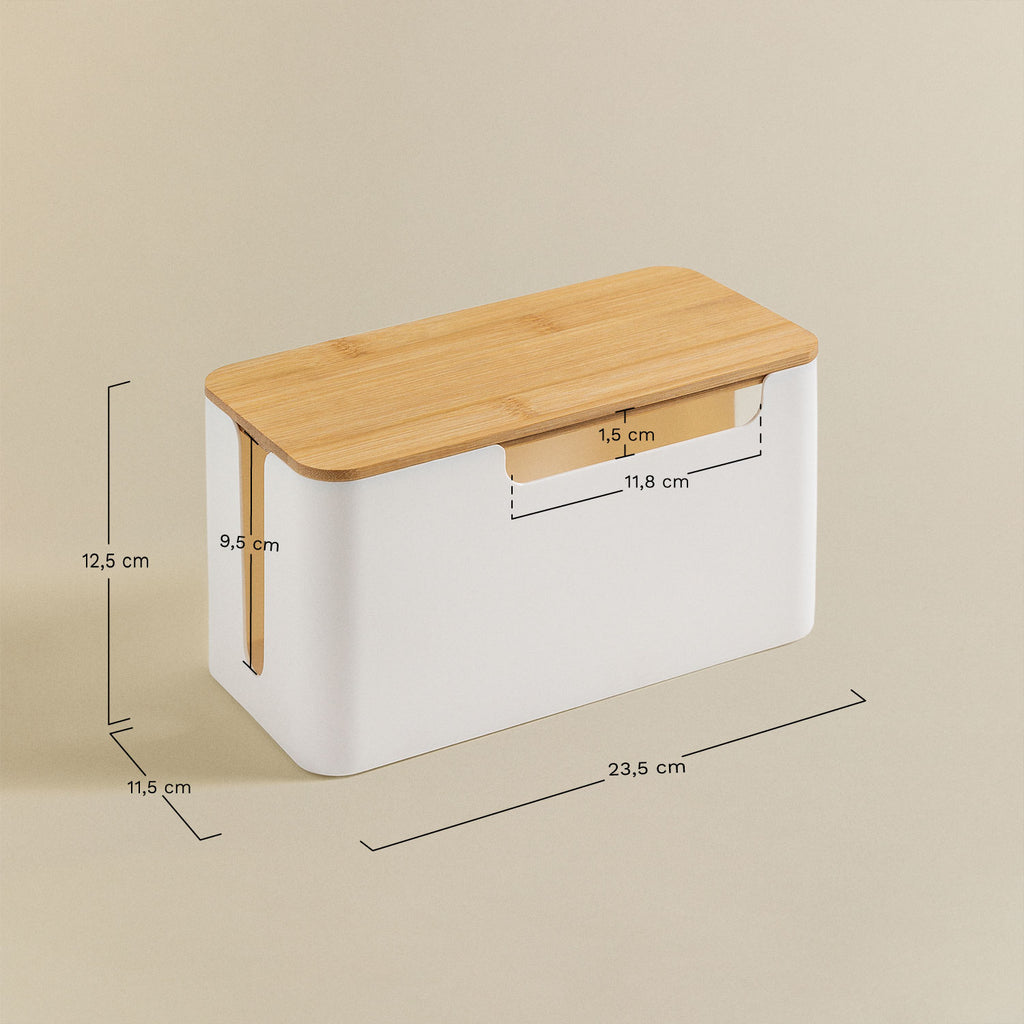 Organisateur de câbles en polypropylène et bois de bambou Rolayn