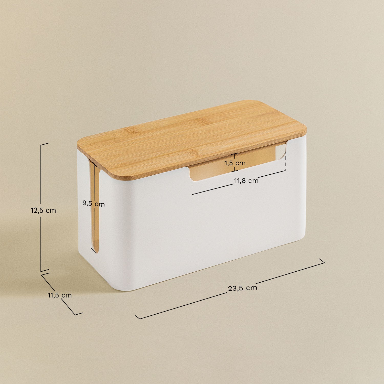 Organisateur de câbles en polypropylène et bois de bambou Rolayn