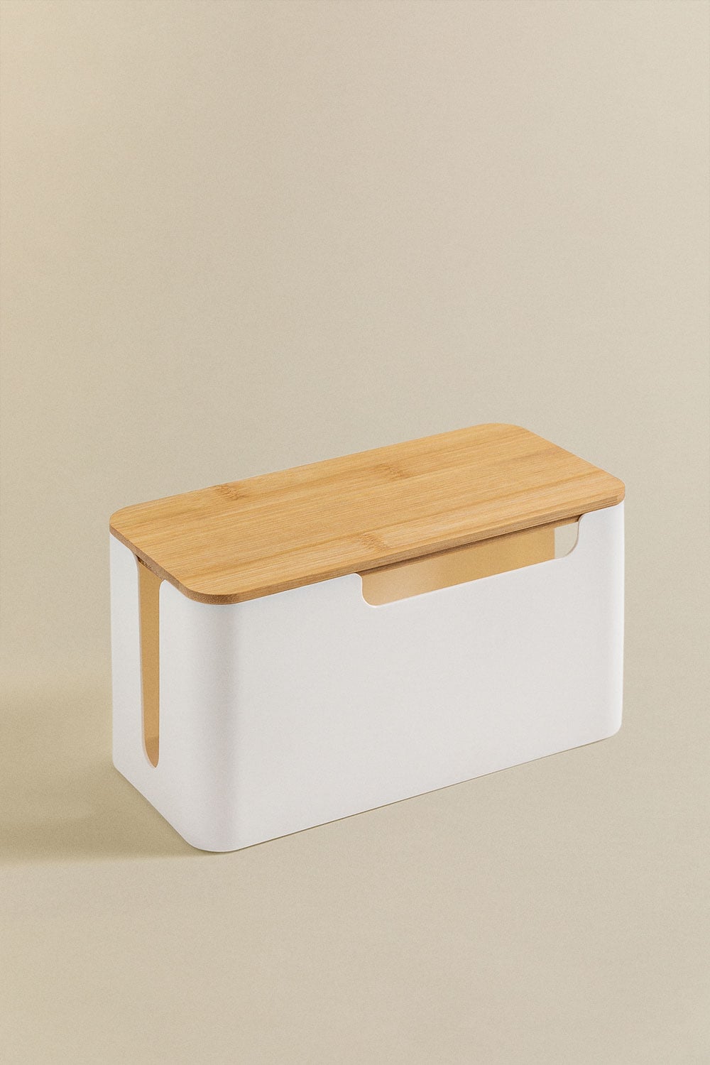 Organisateur de câbles en polypropylène et bois de bambou Rolayn