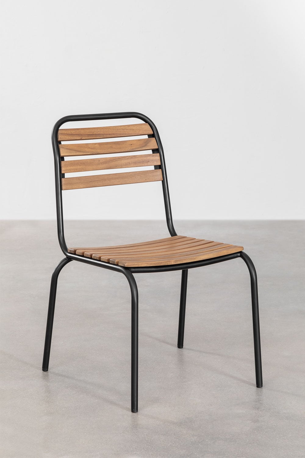 Pack de 2 chaises de jardin empilables en acier et bois d'acacia Artus