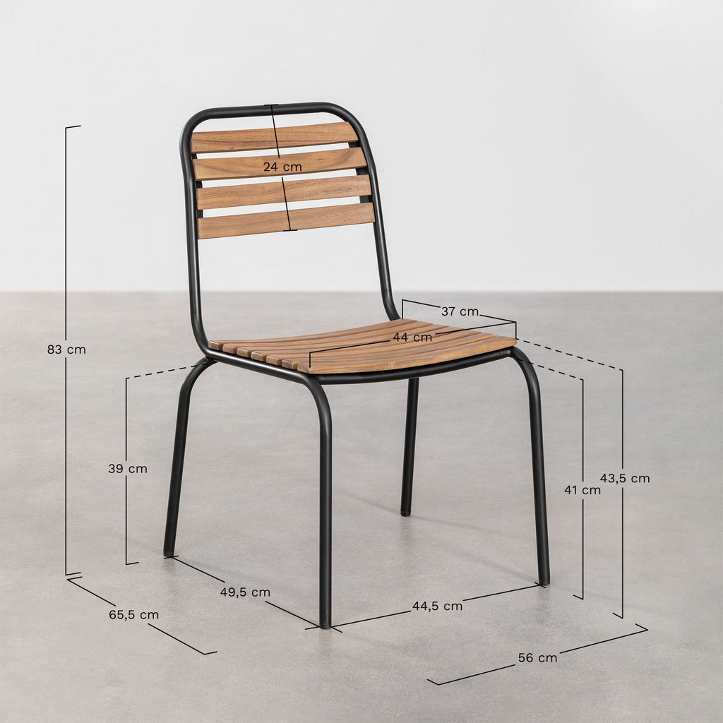 Pack de 2 chaises de jardin empilables en acier et bois d'acacia Artus
