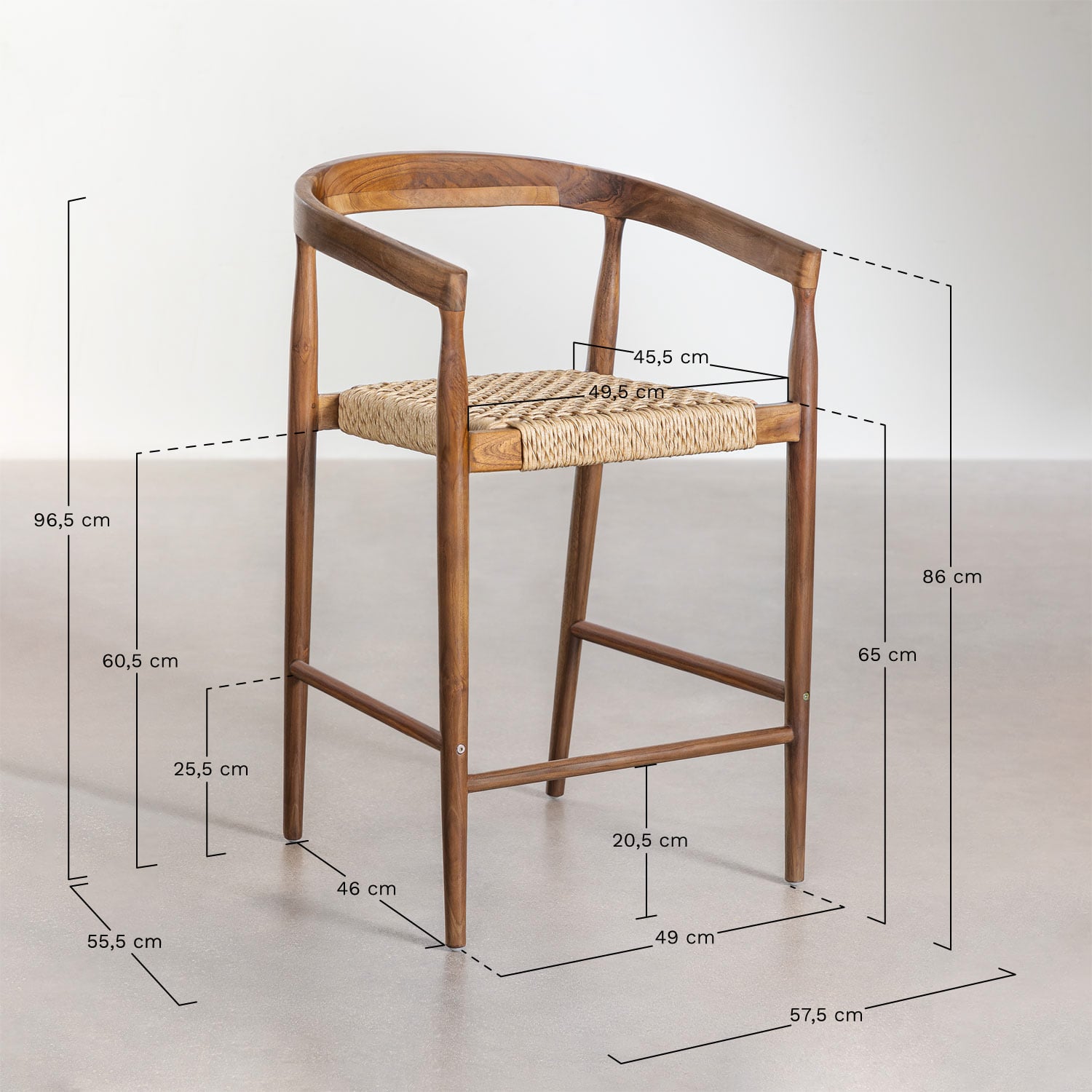 Lot de 2 tabourets de jardin hauts en bois de teck (65 cm) Visby