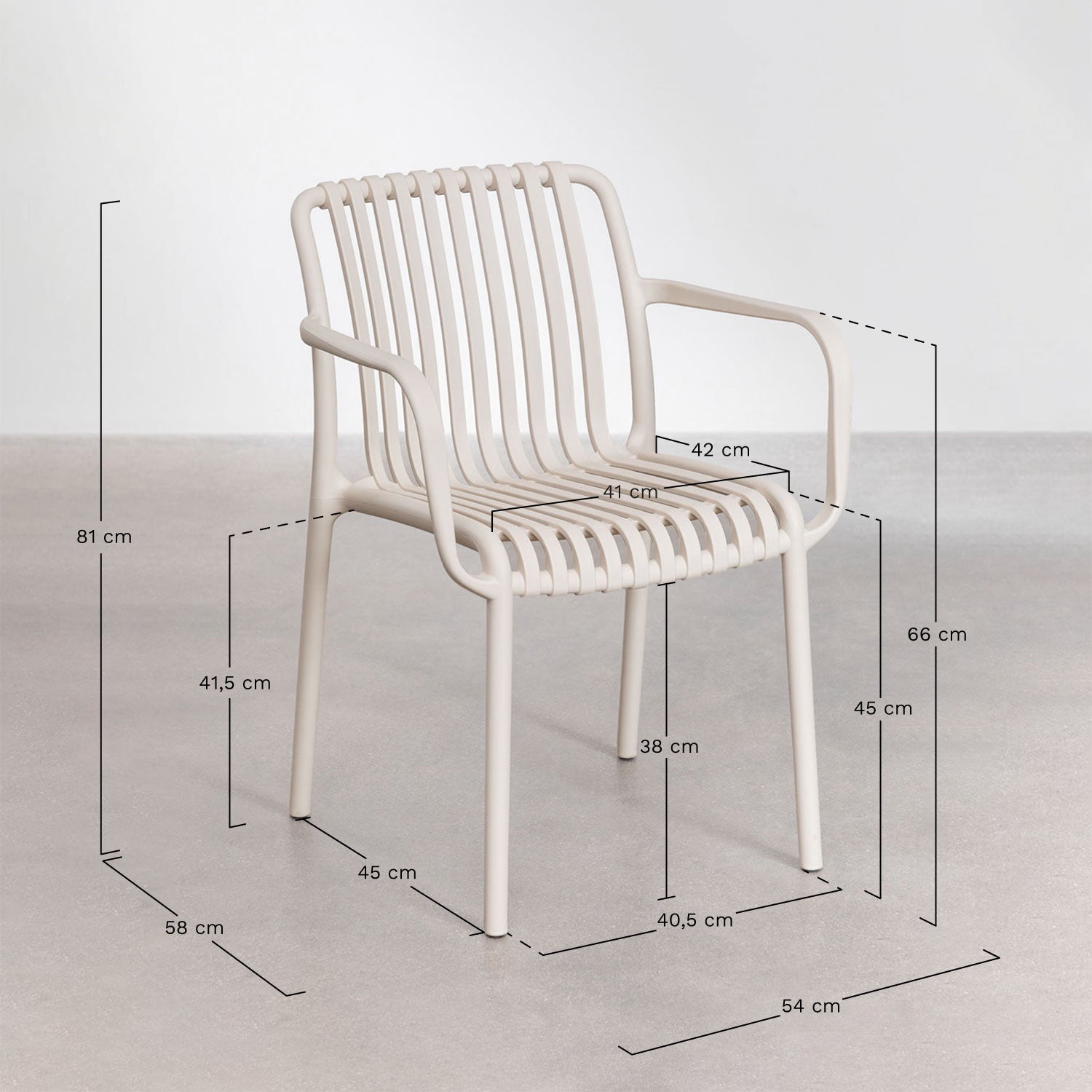 Pack de 4 chaises de salle à manger avec accoudoirs en polypropylène Wendell