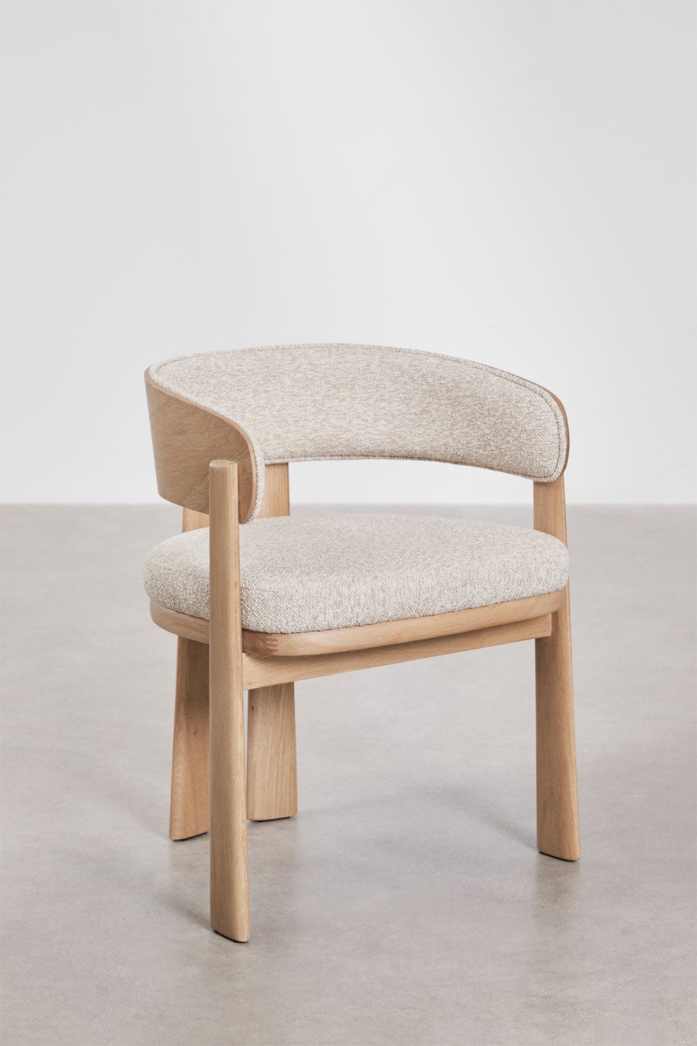 Pack de 4 chaises de salle à manger avec accoudoirs, rembourrées et en bois de chêne Olea Signature