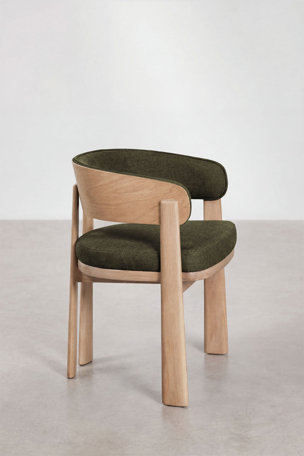 Pack de 4 chaises de salle à manger avec accoudoirs, rembourrées et en bois de chêne Olea Signature