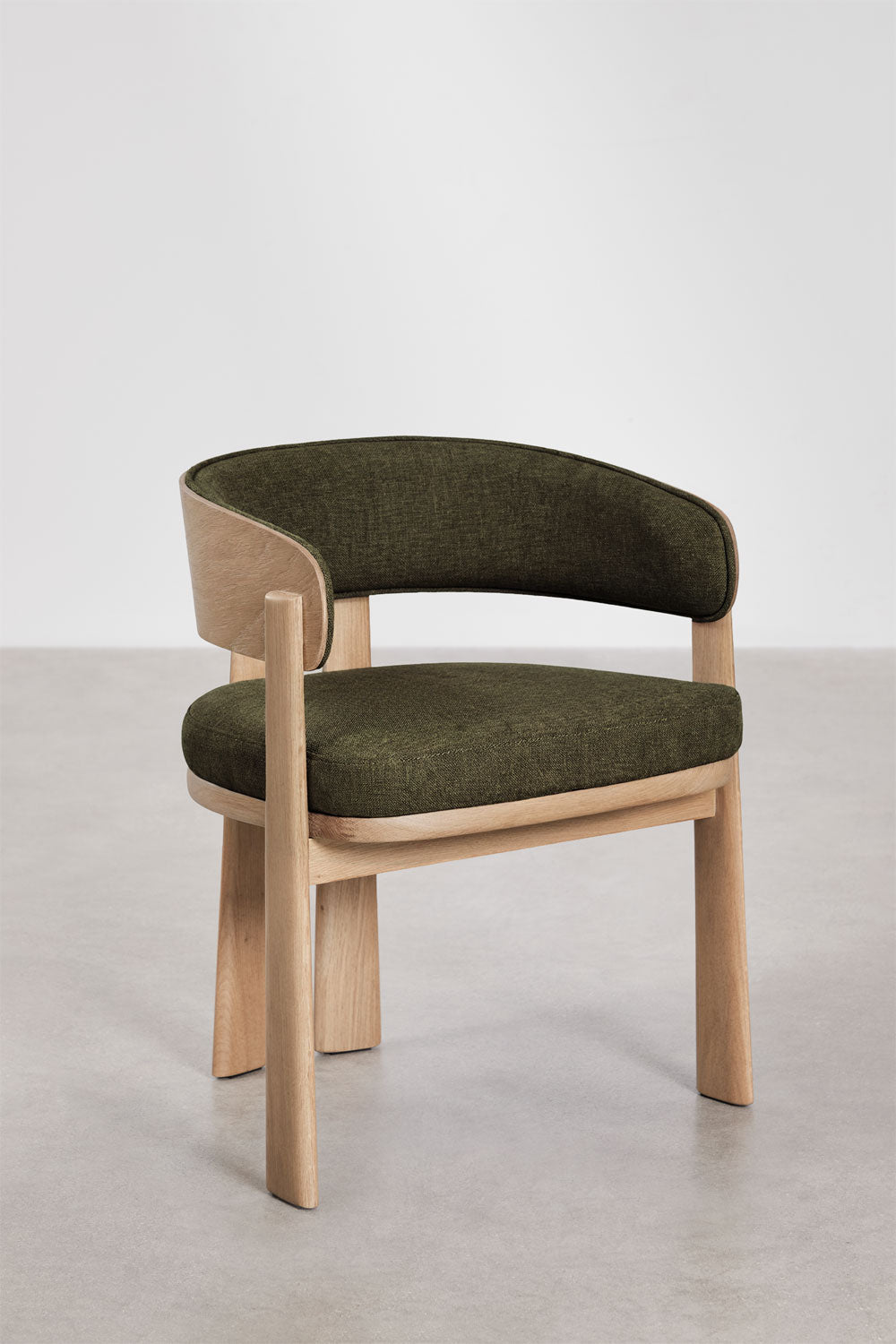 Pack de 4 chaises de salle à manger avec accoudoirs, rembourrées et en bois de chêne Olea Signature