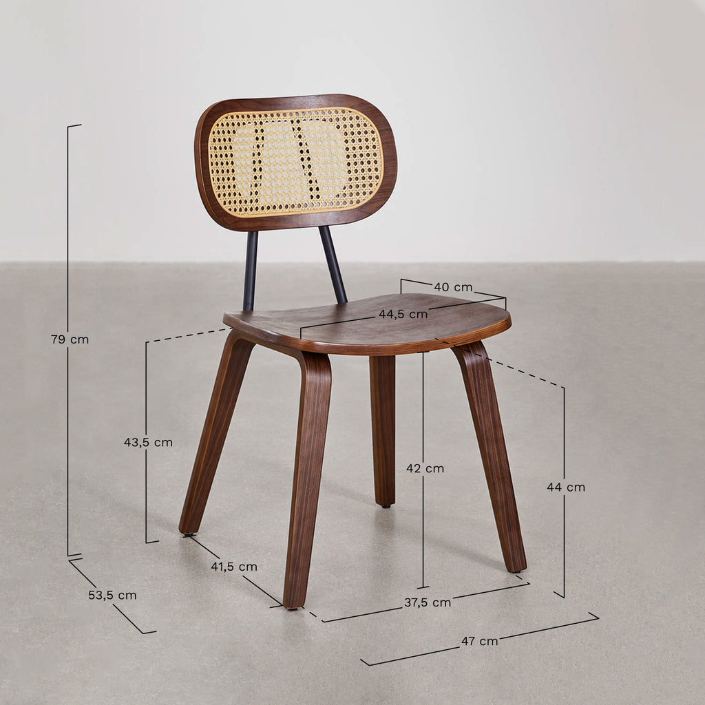 Pack de 4 chaises de salle à manger en bois et rotin Kaylia