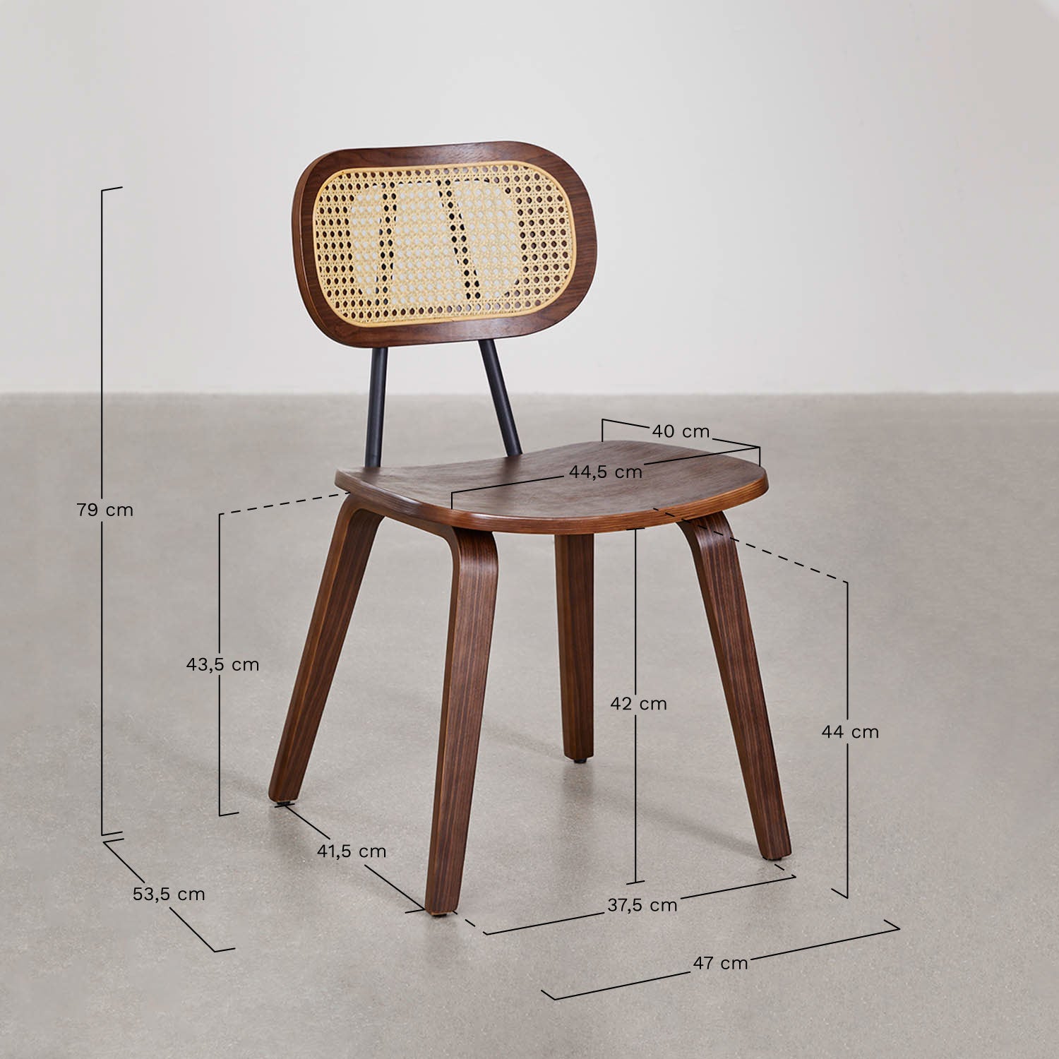 Pack de 4 chaises de salle à manger en bois et rotin Kaylia