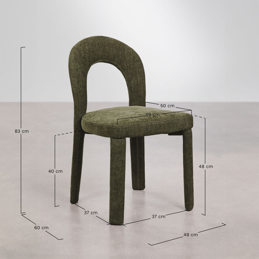 Pack de 4 chaises de salle à manger rembourrées en chenille et en fer Gianis