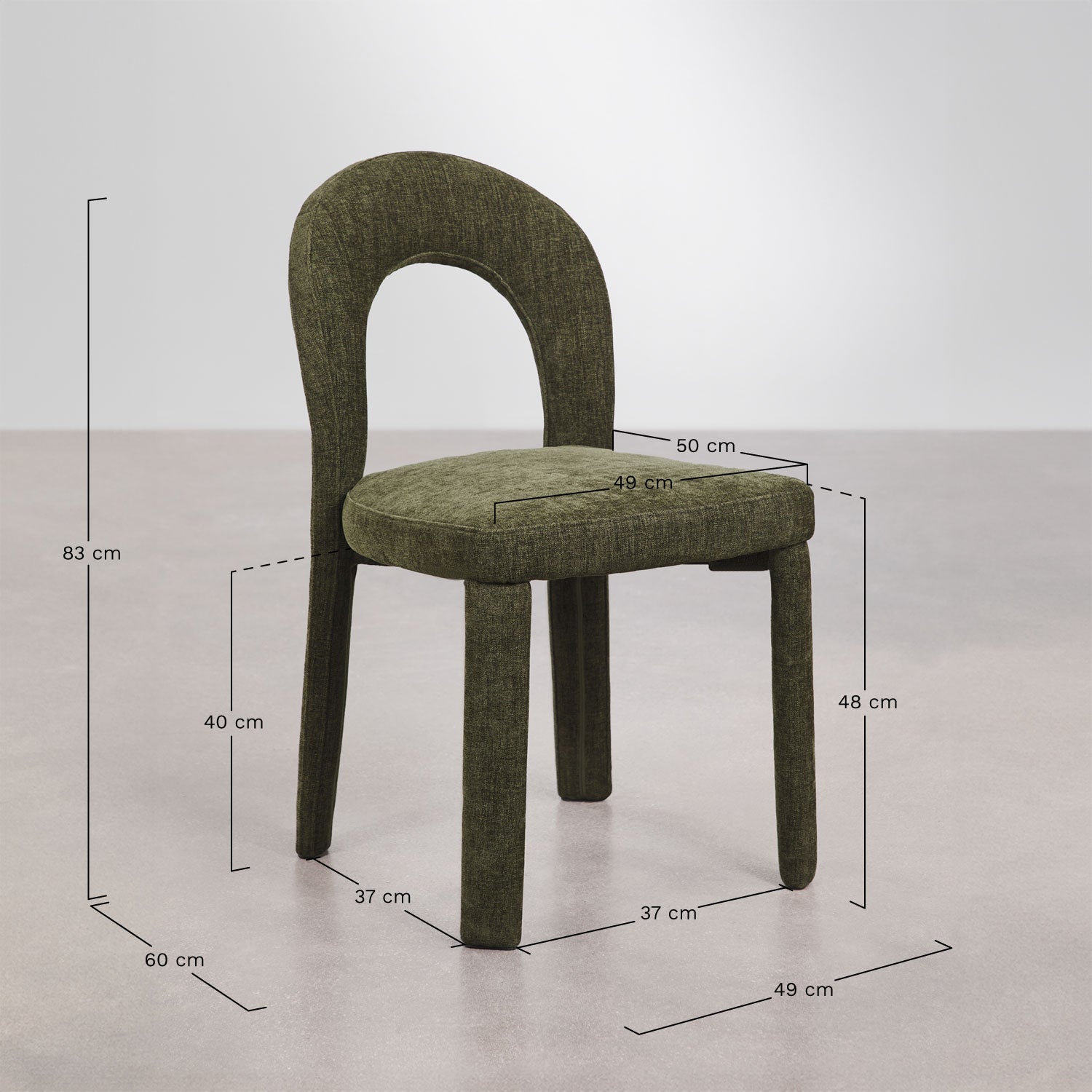 Pack de 4 chaises de salle à manger rembourrées en chenille et en fer Gianis