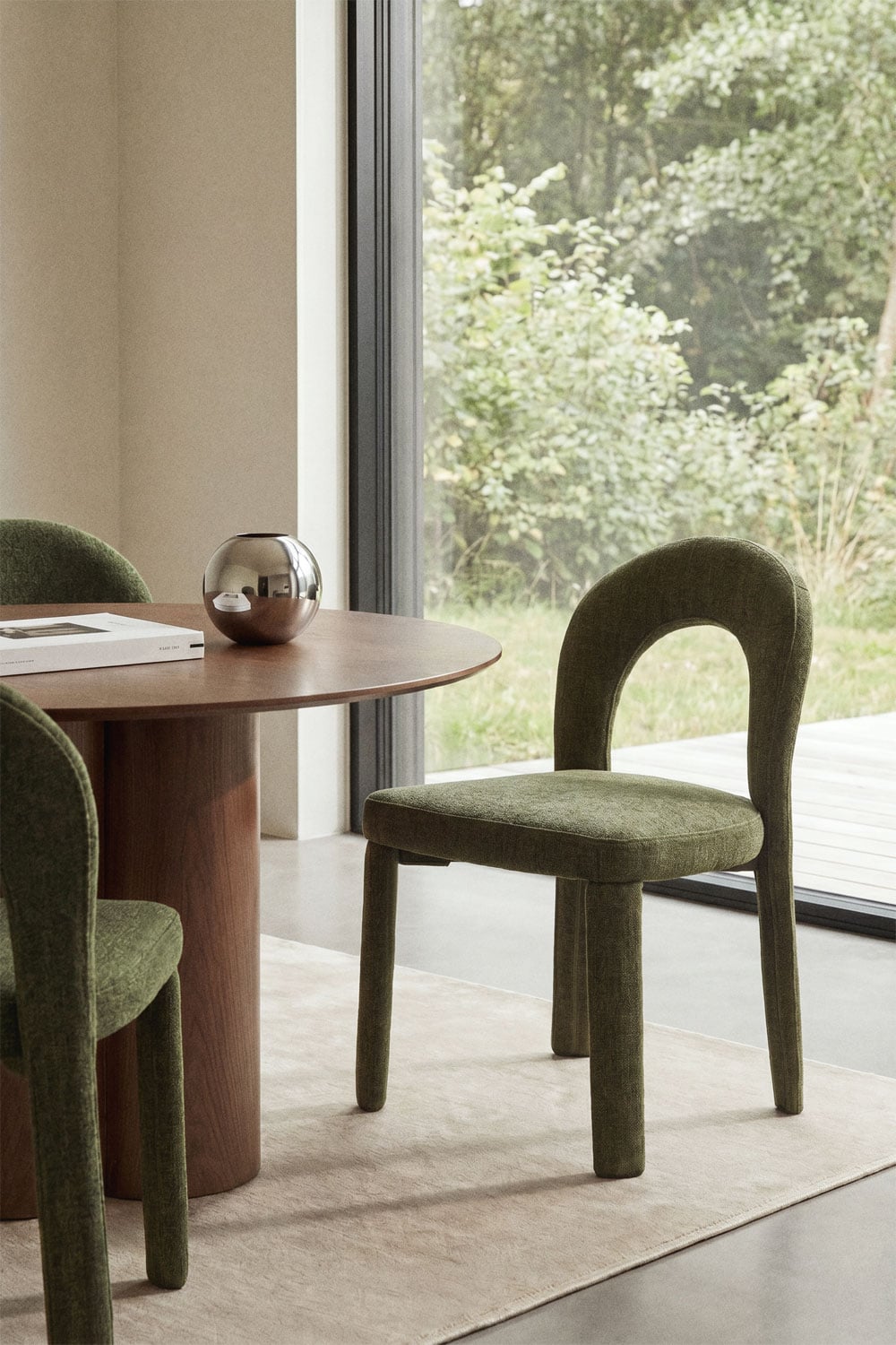Pack de 4 chaises de salle à manger rembourrées en chenille et en fer Gianis