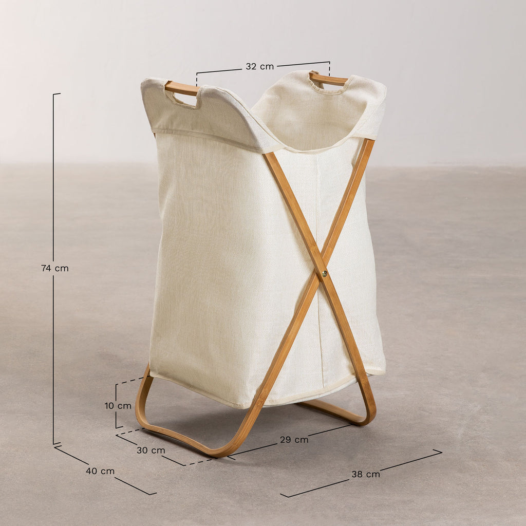 Panier à linge en bambou et polyester Brais