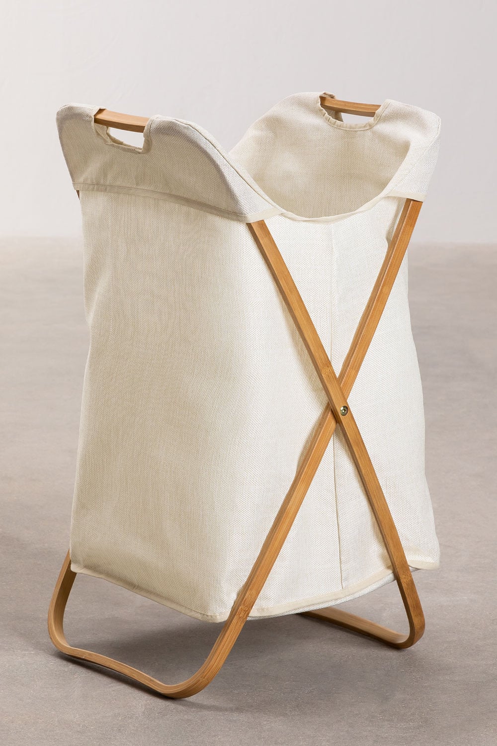 Panier à linge en bambou et polyester Brais