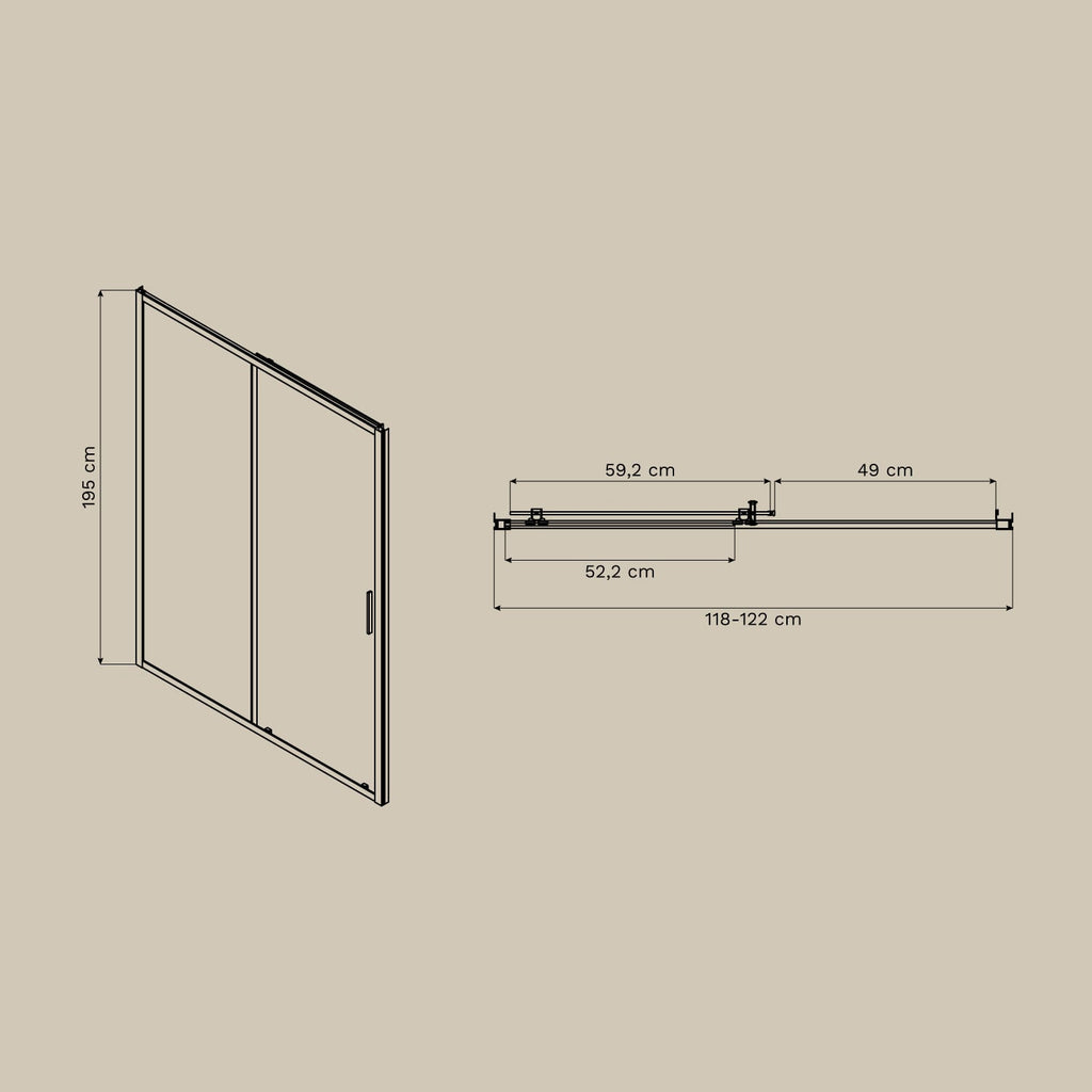 Mampara de douche à accès frontal avec porte coulissante à fermeture douce, verre trempé 6 mm et aluminium Dover