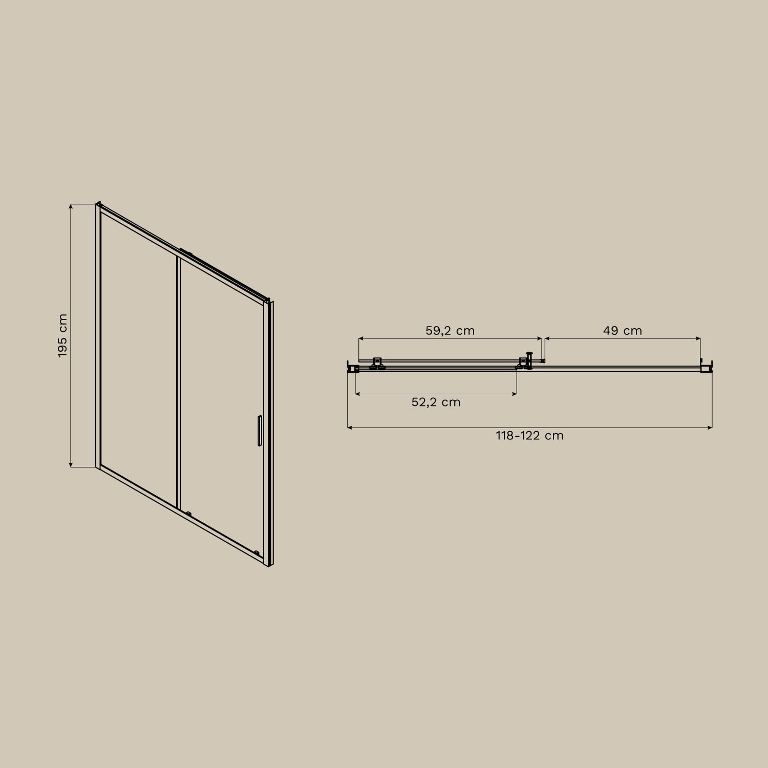 Mampara de douche à accès frontal avec porte coulissante à fermeture douce, verre trempé 6 mm et aluminium Dover