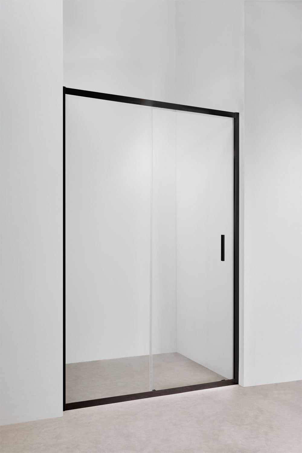Mampara de douche à accès frontal avec porte coulissante à fermeture douce, verre trempé 6 mm et aluminium Dover