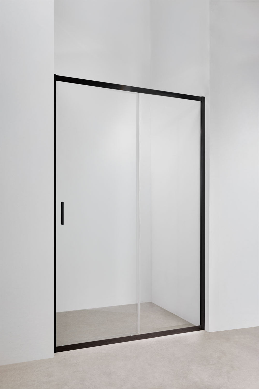 Mampara de douche à accès frontal avec porte coulissante à fermeture douce, verre trempé 6 mm et aluminium Dover