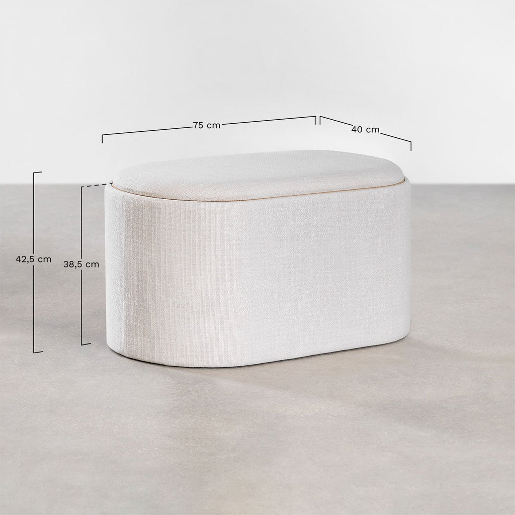 Pouf ovale 70 cm avec plateau et rangement tapissé Berkeleni
