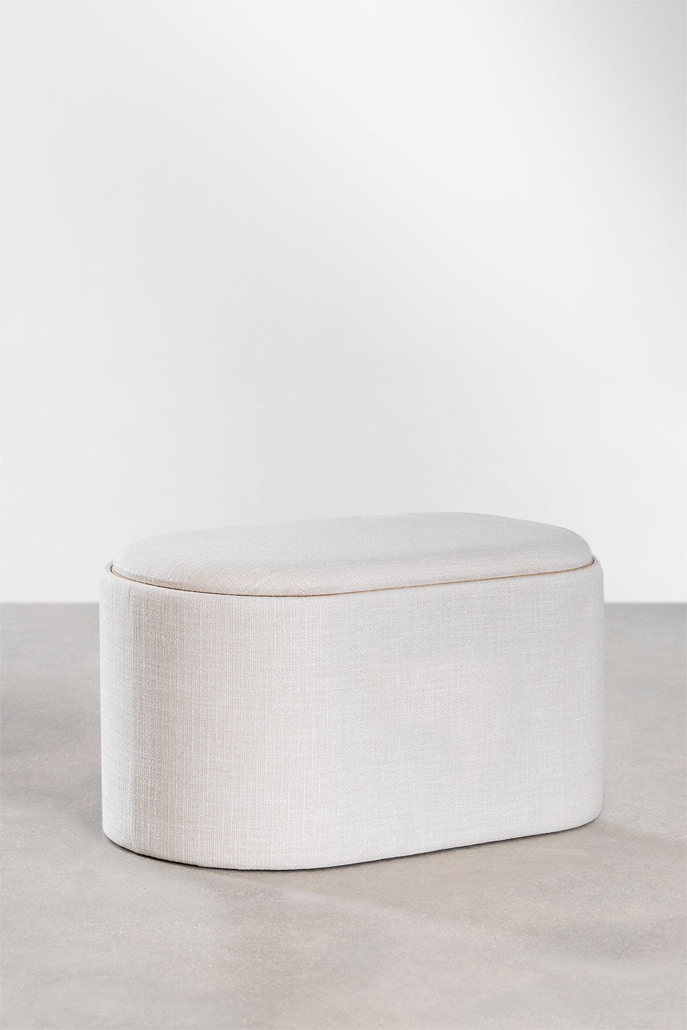 Pouf ovale 70 cm avec plateau et rangement tapissé Berkeleni