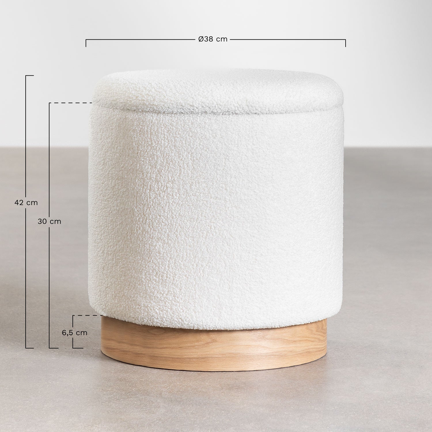 Pouf rond Ø40 cm avec rangement en sherpa Mineyster