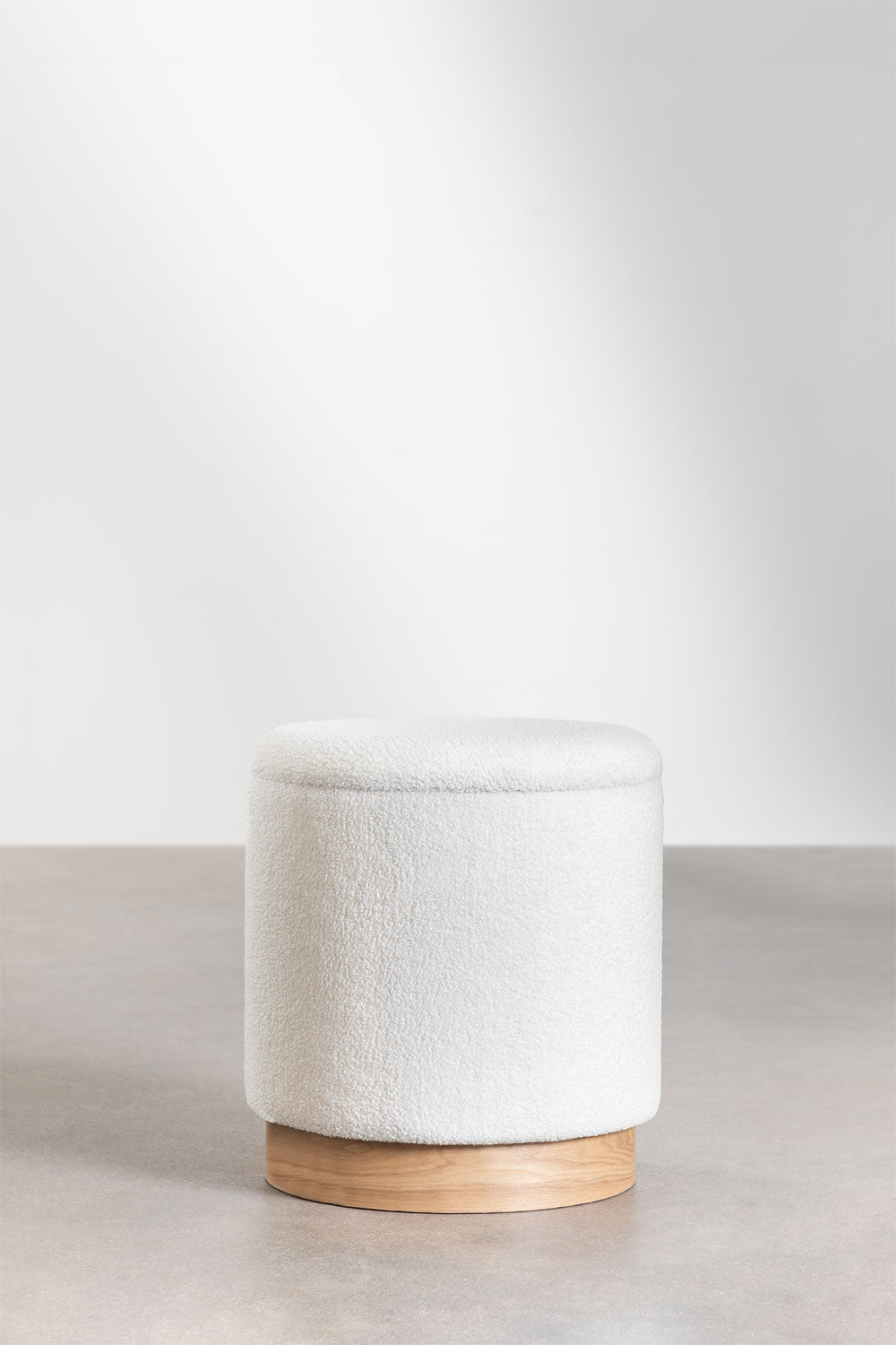 Pouf rond Ø40 cm avec rangement en sherpa Mineyster