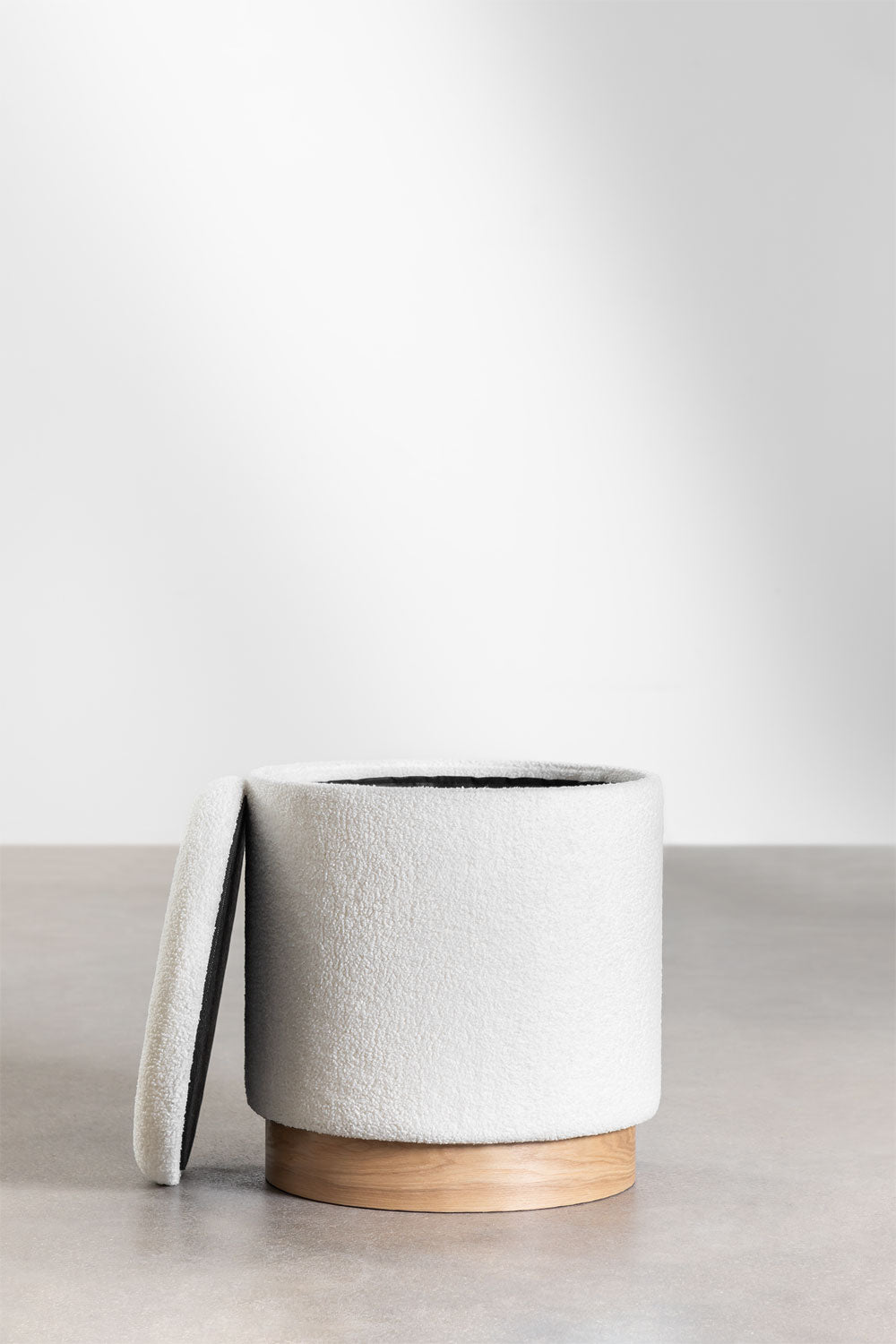Pouf rond Ø40 cm avec rangement en sherpa Mineyster