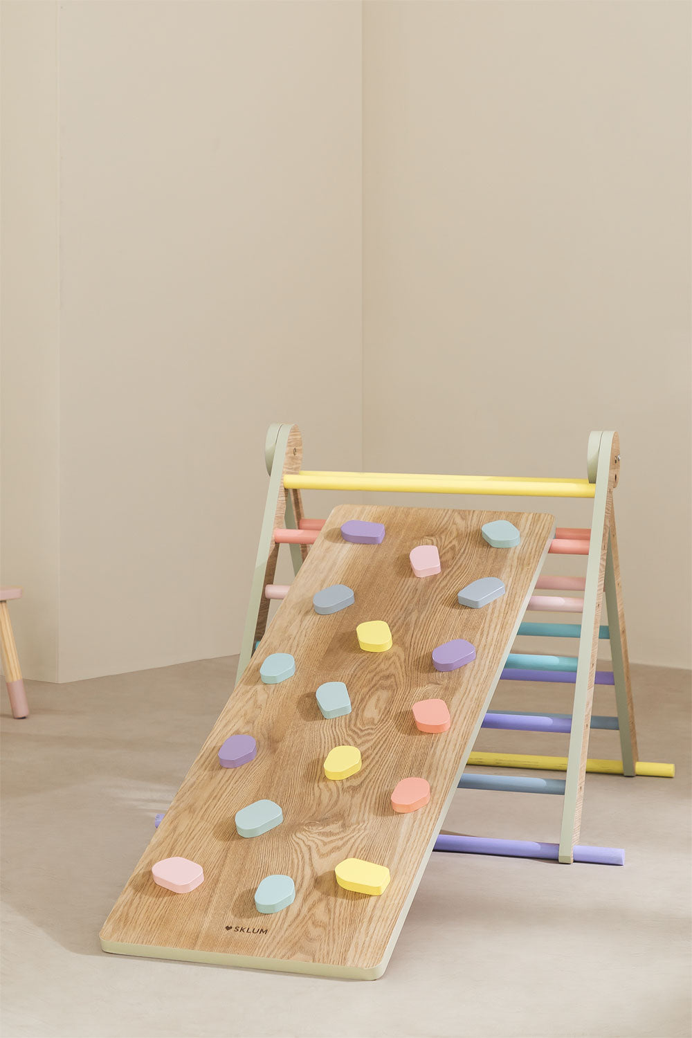 Rampe avec mur d'escalade d'apprentissage en bois Pyqer Colors Kids