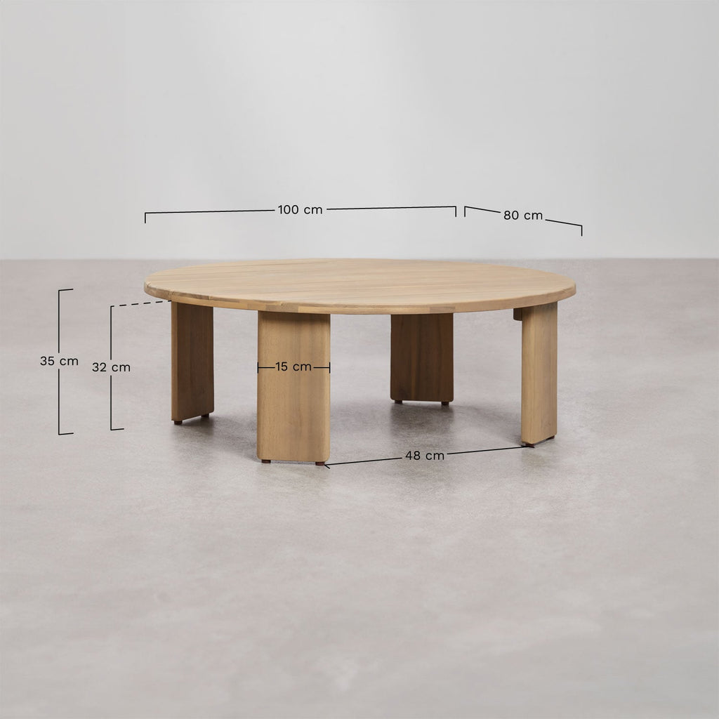 Ensemble de jardin avec canapé 3 places, 2 fauteuils et table basse en bois d'acacia Uleno