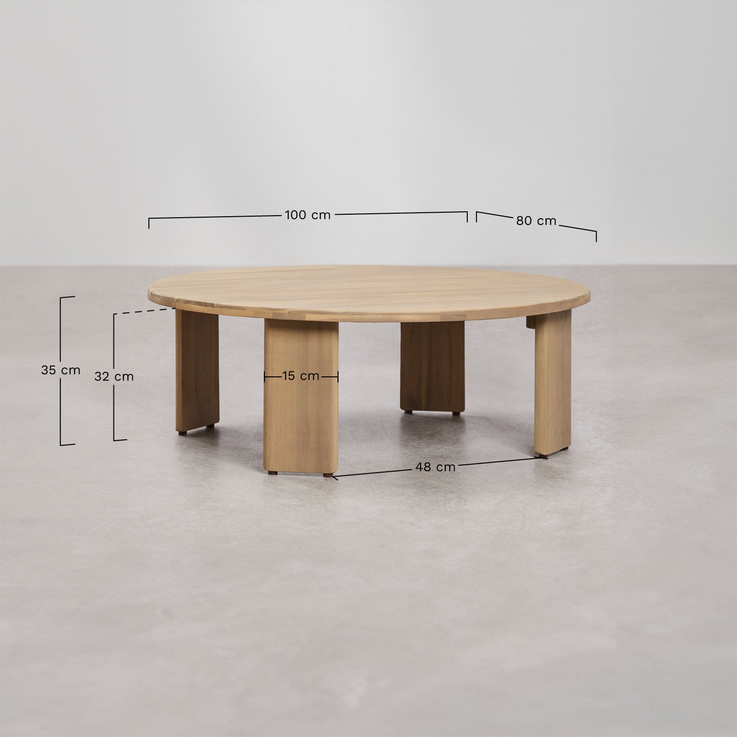 Ensemble de jardin avec canapé 3 places, 2 fauteuils et table basse en bois d'acacia Uleno