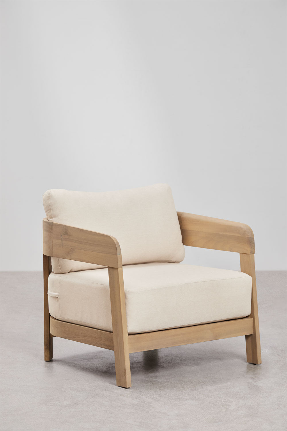 Ensemble de jardin avec canapé 3 places, 2 fauteuils et table basse en bois d'acacia Uleno
